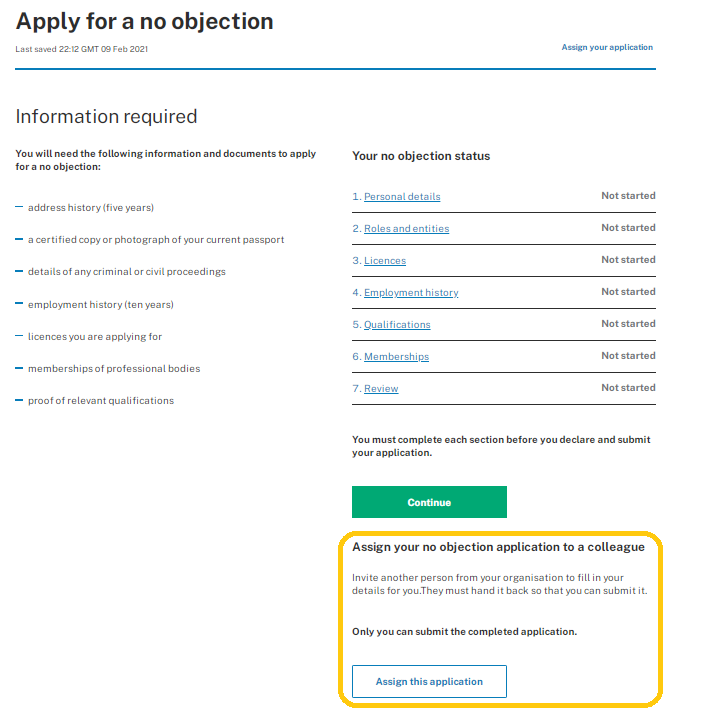 Assign application full page